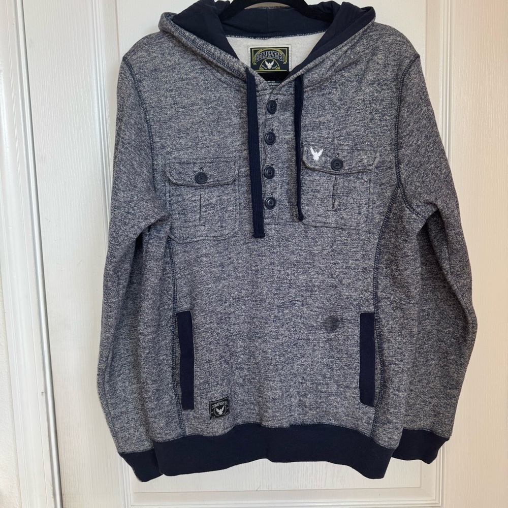 Company 81 Gray and Navy Hooded Sweater